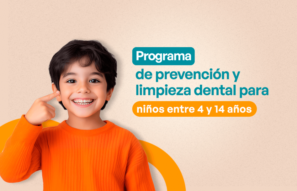 banner programa de prevencion y limpieza dental para niños de entre 4 y 14 años